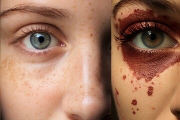 Poster - A girl with a birthmark on her face.