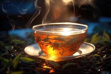 Poster - a cup of steaming herbal tea.