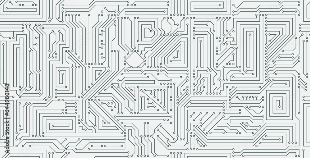 Seamless background vector of electronic circuit technology on white ...