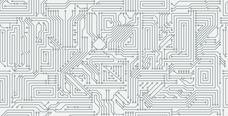 seamless background vector of electronic circuit technology on white background.