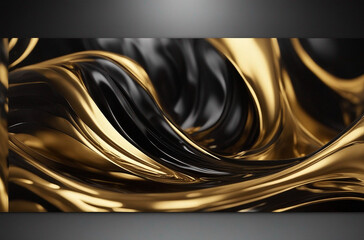 Abstract luxury swirling black gold background Gold liquid paint background. Gold waves abstract