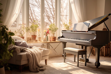 Aufkleber - room with grand piano.