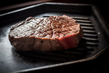 Wall Mural - grilled steak on hotplate