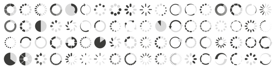 Aufkleber - Loading circle bar icon collection. Buffer loader or progress load icons. Set of loading icons