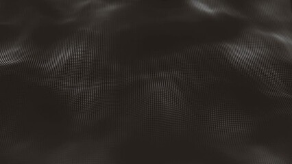 Poster - Abstract Minimal Mesh Waving Background/ 4k animation of an abstract fractal background with mesh surface and particle lines waving and depth of field blur