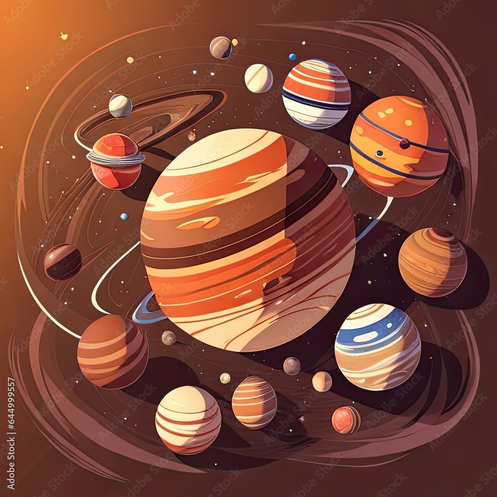 Planets in space. Vector illustration of planets in the solar system ...