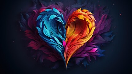 A colorful heart with the word love on it