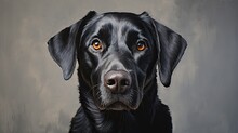 A Painting Of A Dog With A Black Lab Face