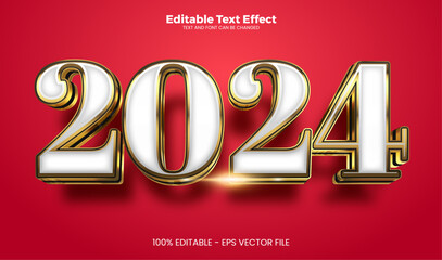 Wall Mural - 2024 New year editable text effect in modern trend style