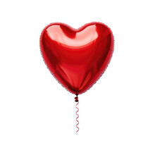 red heart helium balloon. Birthday balloon flying for party and celebrations. Isolated on white background. Generative AI