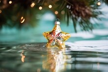 New Year Tree Decoration In The Water