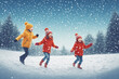 © Zen - Children playing joyfully during the first snow