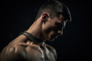 Aufkleber - a person uses a resistance band to perform neck stretches, adding gentle tension to increase the eff