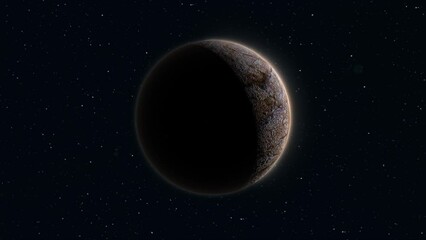 Wall Mural - abstract realistic space planet round sphere with a stone relief surface in space against the backgr