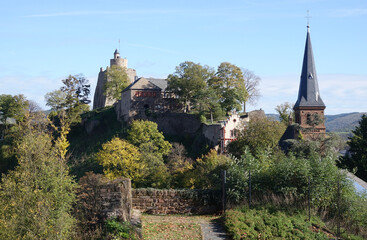 Poster - Burgruine und ev. Kirche in Saarburg