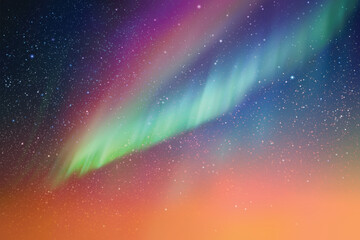 Sticker - Night starry sky. Milky way and Northern lights. Green aurora borealis