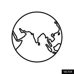 Fototapete - Planet earth, globe, world map vector icon in line style design for website, app, UI, isolated on white background. Editable stroke. Vector illustration.