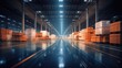 © Login - A large warehouse with numerous items. Rows of shelves with boxes.  Logistics. Inventory control, order fulfillment or space optimization. Illustration for advertising, marketing or presentation.