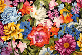 Fototapeta  - Pattern of colorful flowers, illustration, background