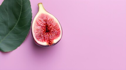 Wall Mural - Single fig on a minimal purple, violet background.