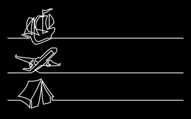 Wall Mural - continuous line drawing vector illustration with fully editable stroke of business icons banner lett