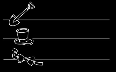 Wall Mural - continuous line drawing vector illustration with fully editable stroke of business icons banner lett