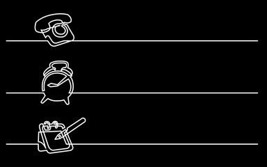 Wall Mural - continuous line drawing vector illustration with fully editable stroke of business icons banner lett