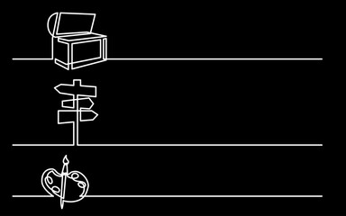 Wall Mural - continuous line drawing vector illustration with fully editable stroke of business icons banner lett