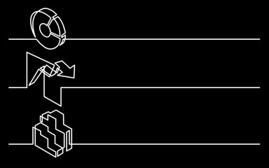 Wall Mural - continuous line drawing vector illustration with fully editable stroke of business icons banner lett