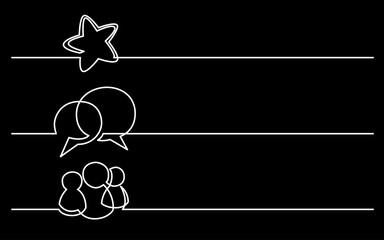 Wall Mural - continuous line drawing vector illustration with fully editable stroke of business icons banner lett