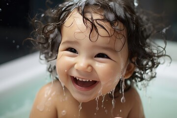 Wall Mural - Little toddler taking a bath