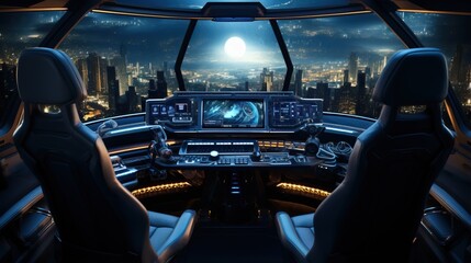 Wall Mural - a cockpit of a flight simulator