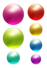 Fototapete - Set of round shape sphere ball or button in 3d rendering isolated on transparent background for decoration and design element concept.