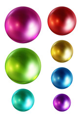 Fototapete - Set of round shape sphere ball or button in 3d rendering isolated on transparent background for decoration and design element concept.