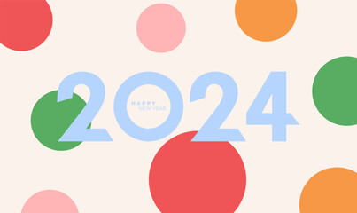 Wall Mural - 2024 New Year background. Strong typography. Colorful and easy to remember. Happy new year 2024 design poster.