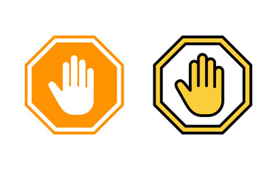 Wall Mural - Stop icon set for web and mobile app. stop road sign. hand stop sign and symbol. Do not enter stop red sign with hand