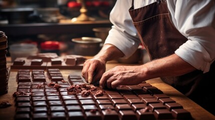 Wall Mural - chocolatier crafting artisanal chocolates generative ai