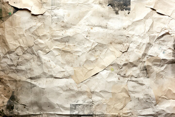 Wall Mural - Crumpled Paper . Blank crumpled and creased paper. Overlay, texture background