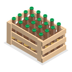 Wall Mural - 3D Isometric Flat  Set of Crates with Beer Bottles. Item 3