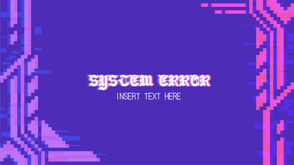 Poster - Neon Purple Color Bright Futuristic Industry Interface Frame Template, Pixel Art Style