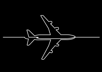 Wall Mural - continuous line drawing vector illustration with FULLY EDITABLE STROKE of airplane transportation background