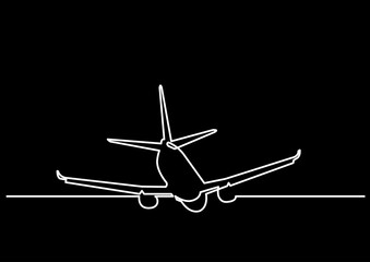 Canvas Print - continuous line drawing vector illustration with FULLY EDITABLE STROKE of airplane transportation background