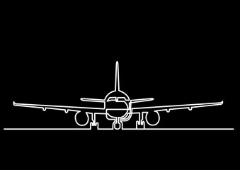 Wall Mural - continuous line drawing vector illustration with FULLY EDITABLE STROKE of airplane transportation background