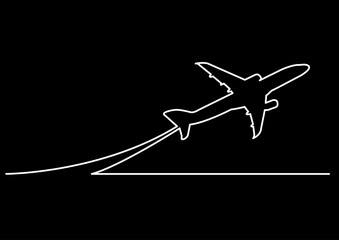 Poster - continuous line drawing vector illustration with fully editable stroke of airplane transportation ba