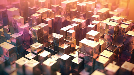 Poster - Abstract background with structure of cubes. Colorful cubes texture for technology backdrop
