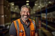 © NikoG - Smiling portrait of a happy middle aged warehouse worker or manager working in a warehouse