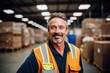 © NikoG - Smiling portrait of a happy middle aged warehouse worker or manager working in a warehouse