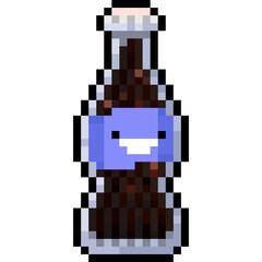 Wall Mural - Pixel art cartoon smiling cola bottle