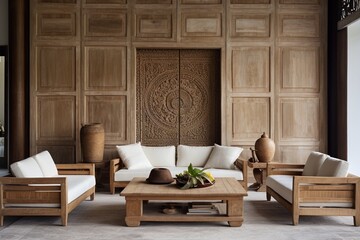 Wall Mural - Room interior inspired by wooden, natural materials and colours