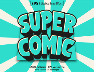 Editable text effect Super comic 3D Cartoon template style premium vector